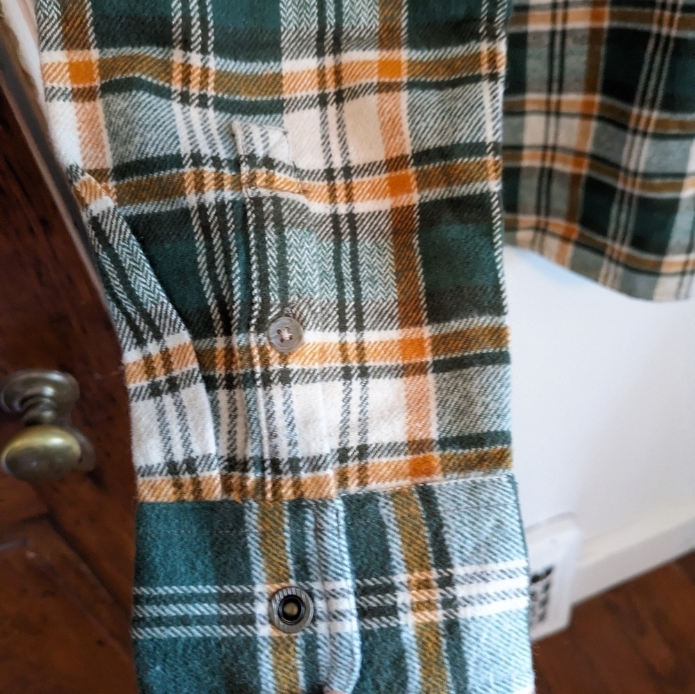 PRANA Women's Golden Canyon Cotton Flannel Button Down Shirt Shacket Size L - Picture 8 of 10